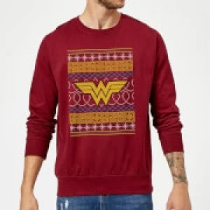 Image of DC Wonder Woman Knit Christmas Sweatshirt - Burgundy - S