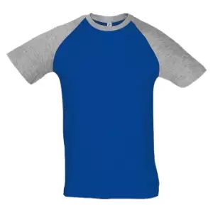 Image of SOLS Mens Funky Contrast Short Sleeve T-Shirt (L) (Royal Blue/Grey Melange)