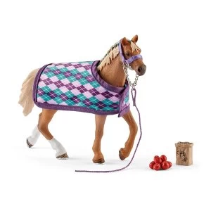 Image of Schleich Horse Club - English Thoroughbred Horse FigureWith Blanket