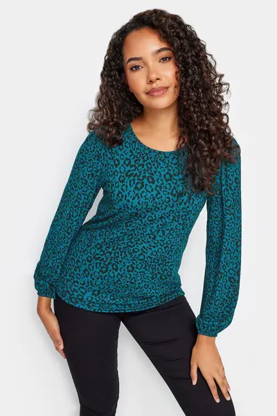 Image of M&Co Animal Print Top Teal