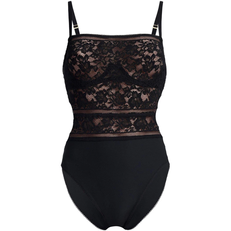 Image of Wolford Womens Side Plate Bodysuit Black female XS Cup B