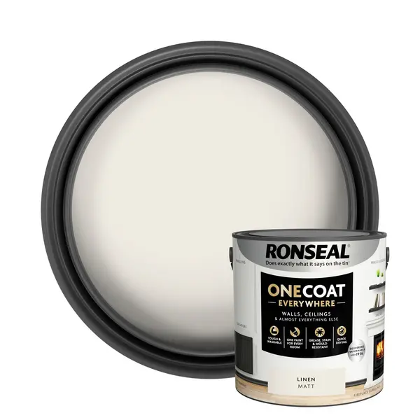 Image of Ronseal One Coat Everywhere Multi Surface Matt Paint Linen - 2.5L Natural