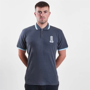 Image of England Cricket Cricket Pique Polo Shirt - Charcoal