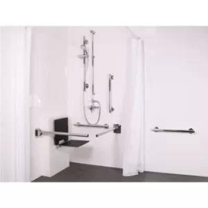 Image of Exposed valve Doc M shower pack stainless steel luxury grab rails slimline shower seat polished