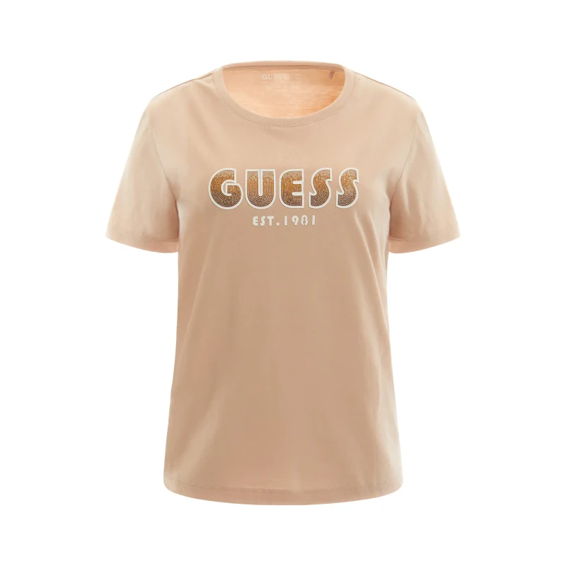 Image of Guess Womens T-Shirt Guess Shaded Logo Marron Female XS