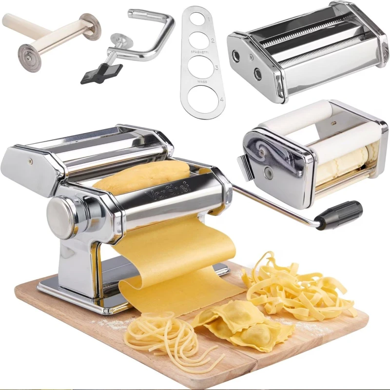 Image of VonShef Manual Fresh Pasta Maker Metallic Silver unisex