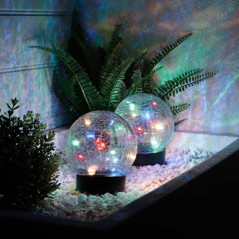 Image of Streetwize 12cm Solar Multi-Coloured Crackle Ball (Pack of 2) - Clear Clear D 12cm