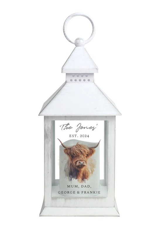 Image of Personalised Memento Company Personalised Highland Cow LED Lantern Black
