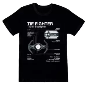 Image of Star Wars Unisex Adult Tie Fighter T-Shirt (XXL) (Black)