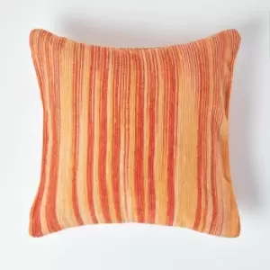 Image of HOMESCAPES Cotton Chenille Tie Dye Orange Cushion Cover, 45 x 45cm - Orange