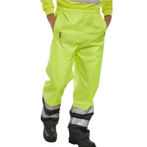 Image of BSeen High Visibility Medium Safety Trousers Saturn YellowNavy