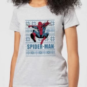 Image of Marvel Spider-Man Womens Christmas T-Shirt - Grey - S