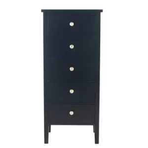 Image of Vermont 5-Drawer Satin Black Pine Antique Style Drawer Unit Black