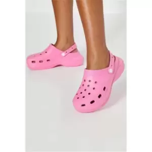 Image of I Saw It First Pink Platform Rubber Clog - Pink