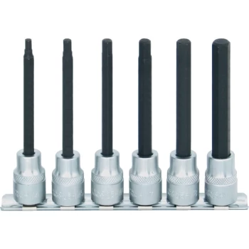 Image of Hexagon Bit Set 1/2" Square Drive 4MM - 10MM X 100MM (6 Piece) Chrome Vanadium