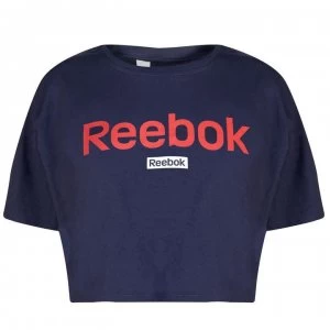 Image of Reebok Linear Crop Top Ladies - Heritage Navy