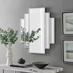 Image of Furniturebox Deco Large 1920s Inspired Silver Framed Wall Mirror Art Deco Symmetry Hallway Living Room Dining Room Bedroom