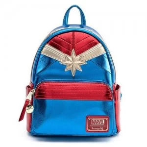 Image of Loungefly Marvel Captain Marvel Classic Cosplay Mini Backpack