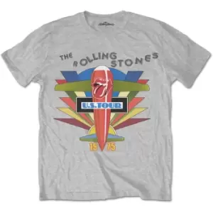 Image of The Rolling Stones - Retro US Tour 1975 Unisex Large T-Shirt - Grey
