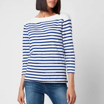 Image of Polo Ralph Lauren Womens Stripe Logo T-Shirt - Deckwash White/Heritage Royal - XS