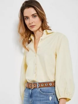 Image of Mint Velvet Full Sleeve Cotton Shirt - Yellow