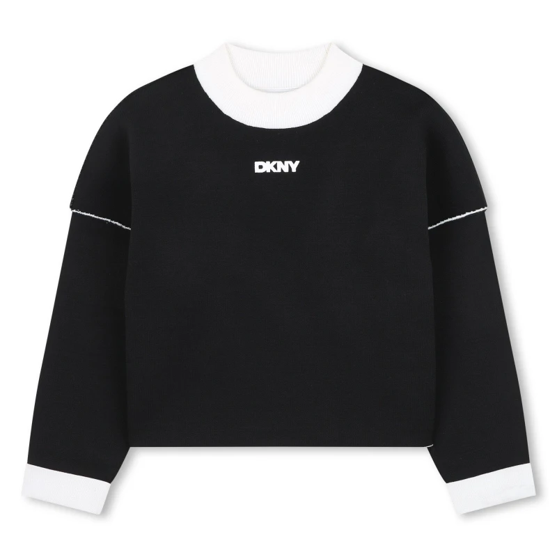 Image of DKNY Kids Knitted Crew Sweatshirt Black female 6Y