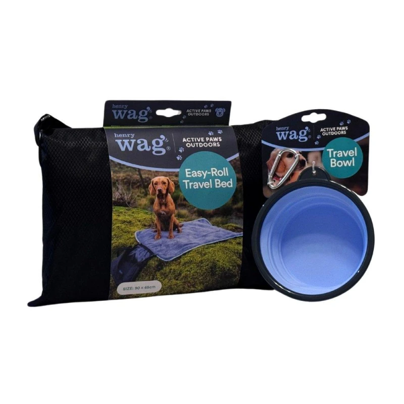 Image of Henry Wag Easy Roll Travel Bed & Travel Bowl 750ml Black unisex One Size
