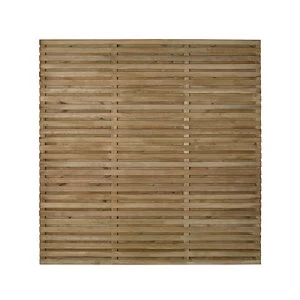 Image of Contemporary Double slatted Fence panel (W)1.8m (H)1.8m Pack of 4