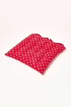 Image of Red Polka Dot Seat Pad with Button Straps 100% Cotton
