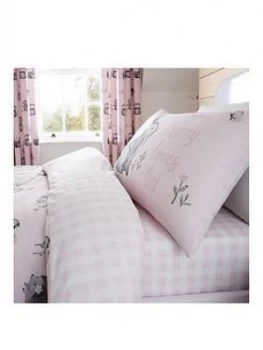 Image of Catherine Lansfield Woodland Friends Easy Care Fitted Sheet - Single, Pink