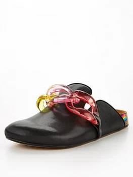 Image of KURT GEIGER LONDON Ozark Chain Flat Shoe - Black, Size 3, Women