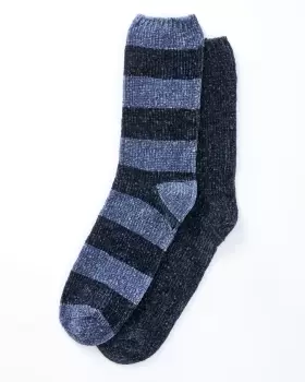 Image of Cotton Traders Mens 2 Pack Cosy Socks in Blue