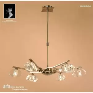 Image of Alfa Convertible Semi Ceiling Telescopic Pendant Light 6 G9 Bulbs, Antique Brass