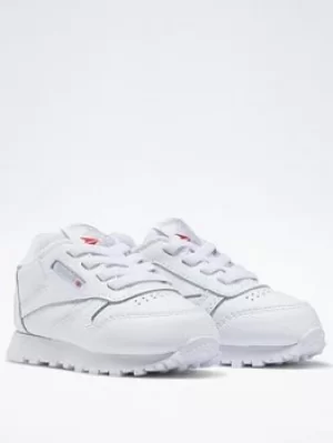 Image of Reebok Classic Leather Shoes, White/White/White, Size 4