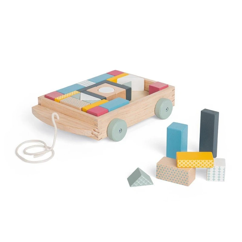 Image of Bigjigs Toys Wooden Pull Along Brick Cart Multi unisex
