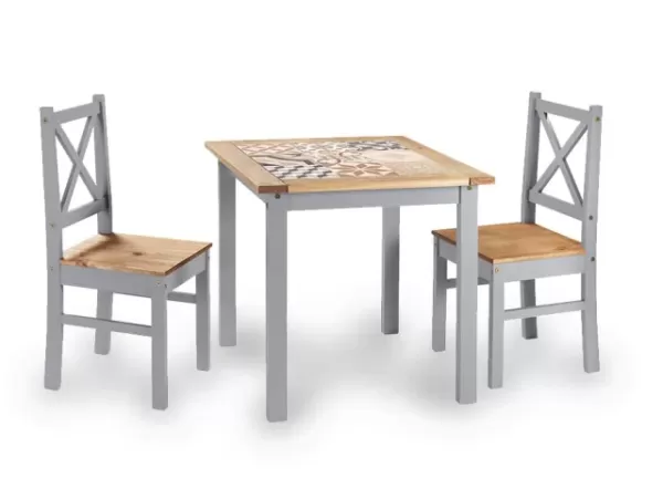 Image of Seconique Salvador Grey and Tile Dining Table and 2 Chair Set