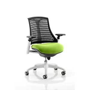 Image of Dynamic Synchro Tilt Task Operator Chair Height Adjustable Arms Flex Black Back, Myrrh Green Seat, White Frame Medium Back