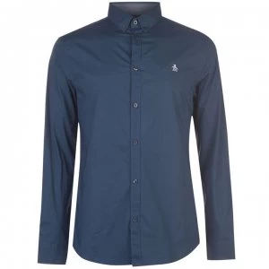 Image of Original Penguin Original Long Sleeve Poplin Shirt Mens - Dark Denim
