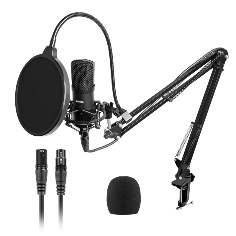 Image of ProSound XLR Microphone with Boom Arm Kit Professional Cardioid Polar