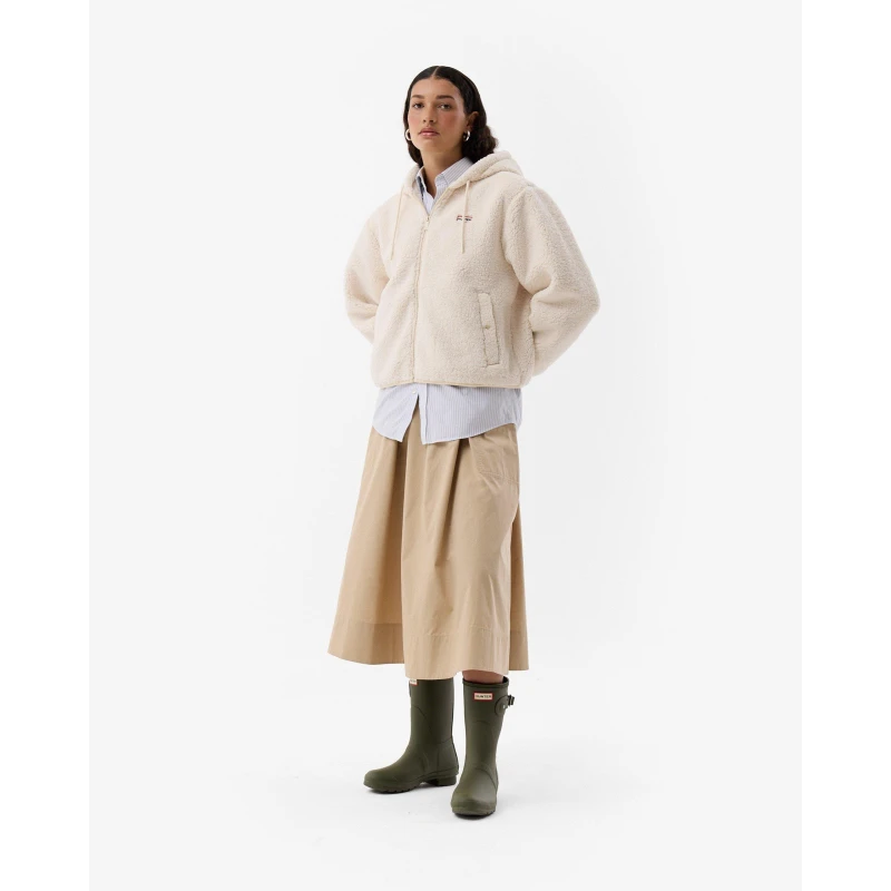 Image of Hunter Womens Borg Full Zip Fleece Antique White female 8 (XS)