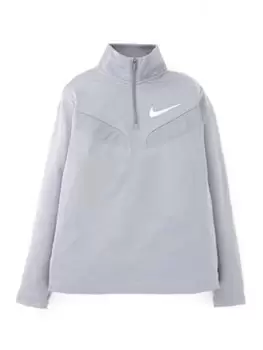 Image of Nike Boys Pullover Hoody Top - Grey/Black, Grey/Black, Size M