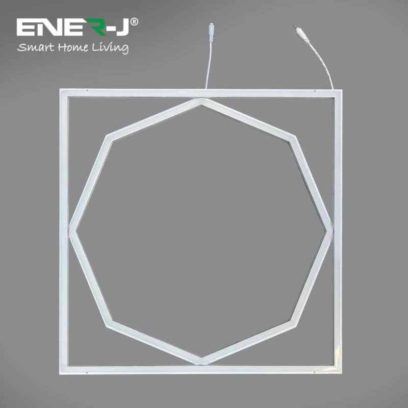 Image of Ener-j 60X60Cm LED Frame Panel Light With Hexagon Inner Lights - 40W, Cool White (6500K)(pack Of 4), White E818-4