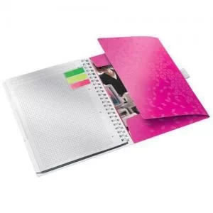 Image of Leitz WOW Notebook Be Mobile A4 squared, wirebound with PP cover 80