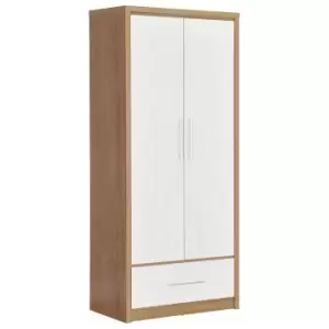 Image of Seville Double, 1 Drawer Wardrobe White and Brown