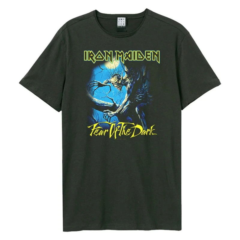 Image of Amplified Amplified Men Fear Of The Dark Iron Maiden T-Shirt in Charcoal Size: Small Charcoal S Male 5063470015412