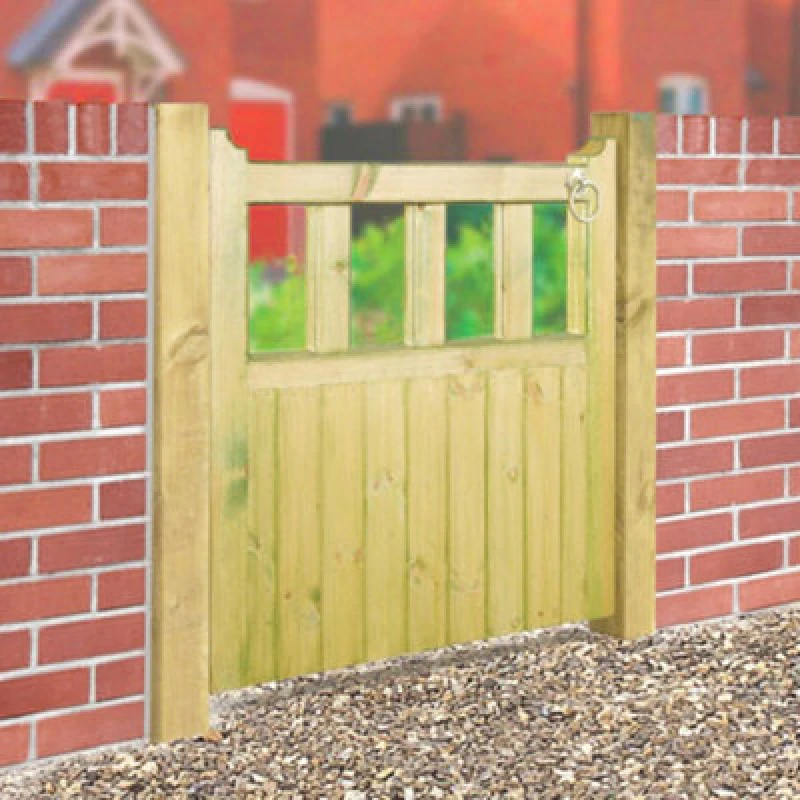 Image of Burbage Iron Craft Quoro Single Wooden Garden Gate 750mm Wide X 900mm High Qu01