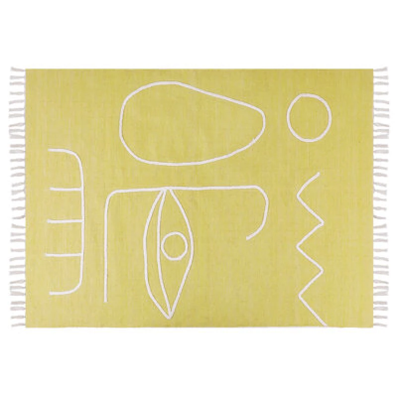 Image of Beliani Outdoor Rug Yavu Yellow 140 X 200 Cm