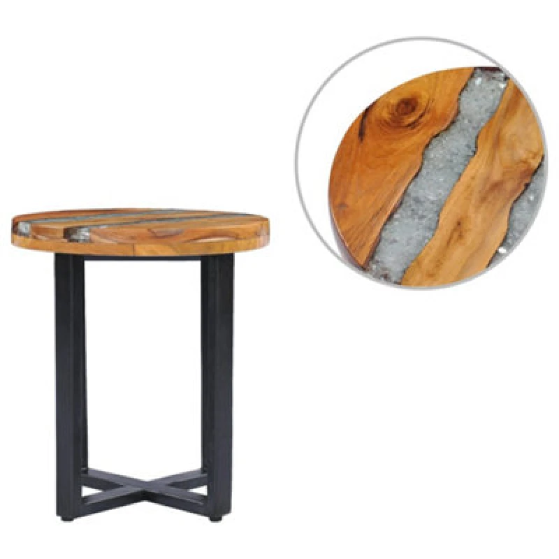 Image of VIDAXL Coffee Table 40x45cm Solid Teak Wood and Polyresin Vidaxl 8719883581538