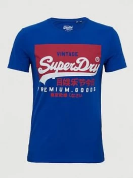 Image of Superdry Vintage Label T-Shirt, Blue Size M Men