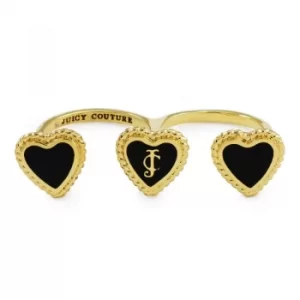 Image of Ladies Juicy Couture PVD Gold plated Size L.5 Enamel Hearts Double Finger Ring